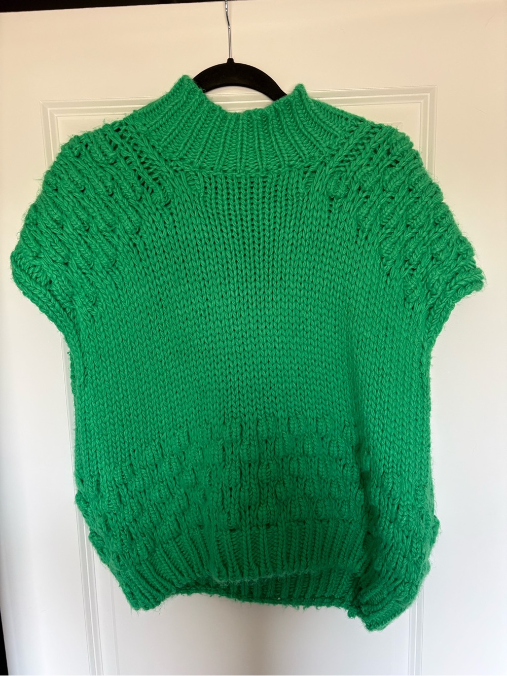 Anthropologie Green Chunky Knit Short-Sleeve Sweater